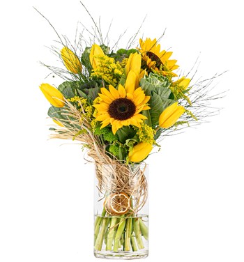 sarı lale ve ayçiçeği