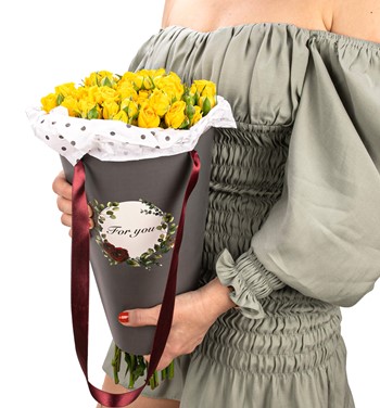 mini sarı gül buketleri